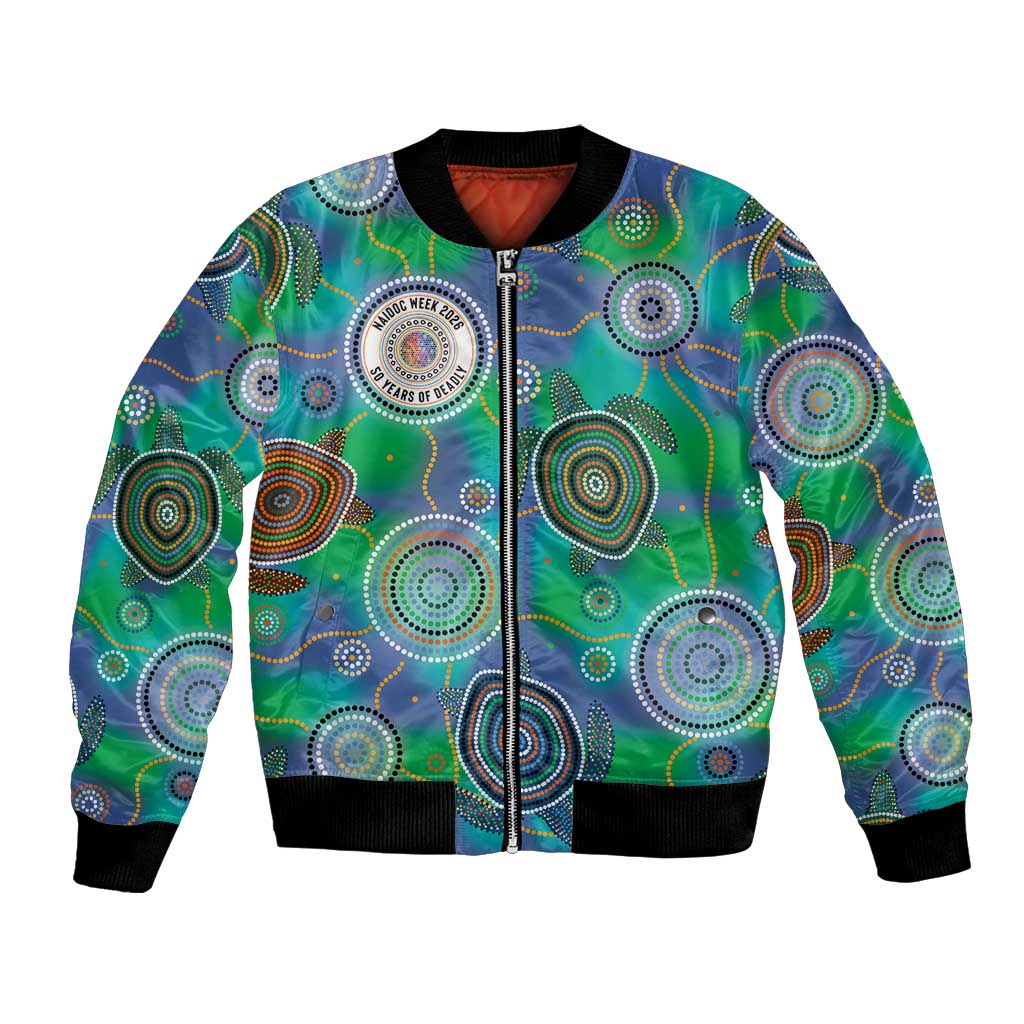 NAIDOC 50 Years of Deadly Bomber Jacket Sea Turtle Aboriginal Dot Art