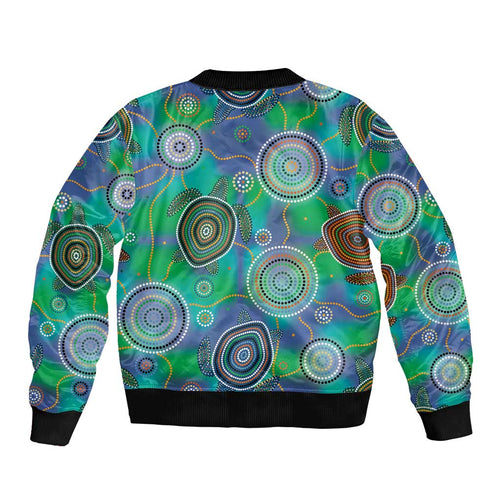 NAIDOC 50 Years of Deadly Bomber Jacket Sea Turtle Aboriginal Dot Art