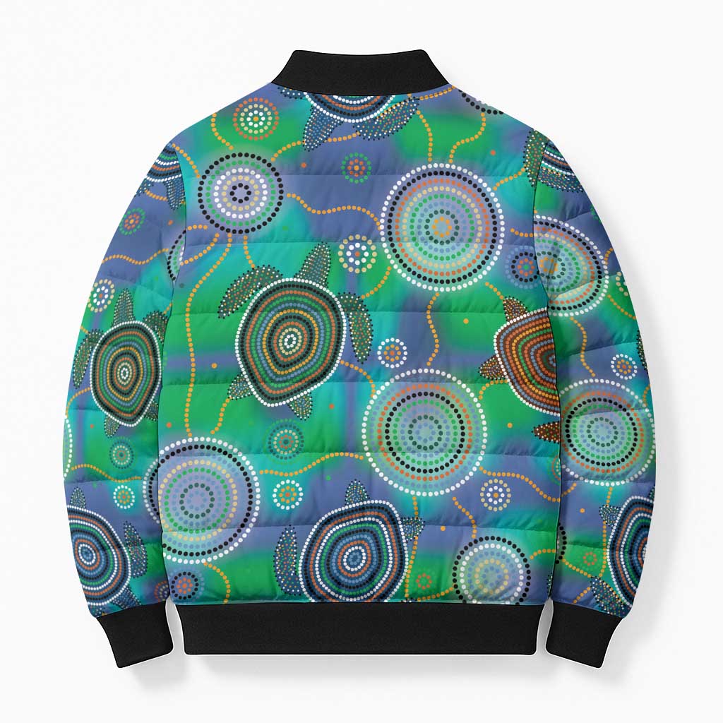 NAIDOC 50 Years of Deadly Bomber Puffer Jacket Sea Turtle Aboriginal Dot Art