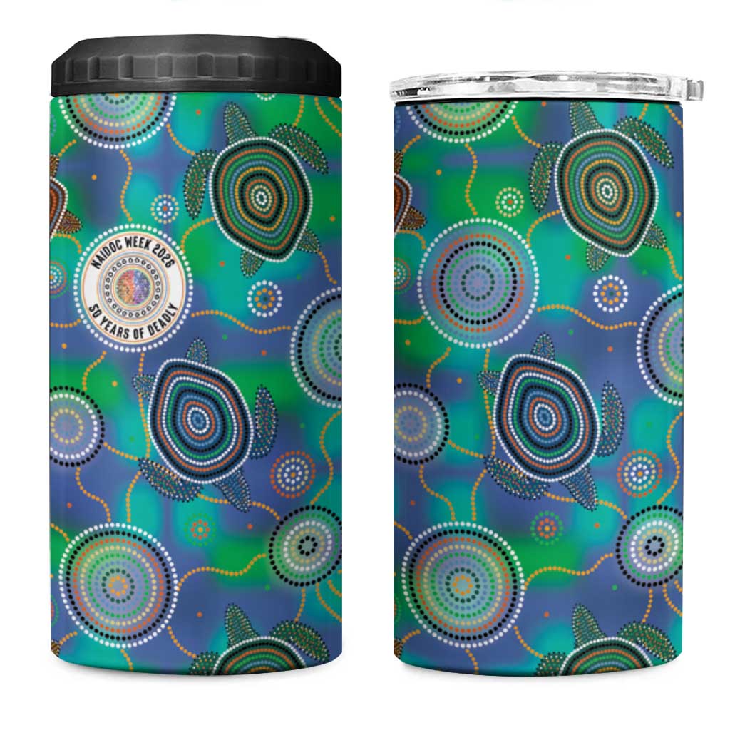NAIDOC 50 Years of Deadly 4 in 1 Can Cooler Tumbler Sea Turtle Aboriginal Dot Art