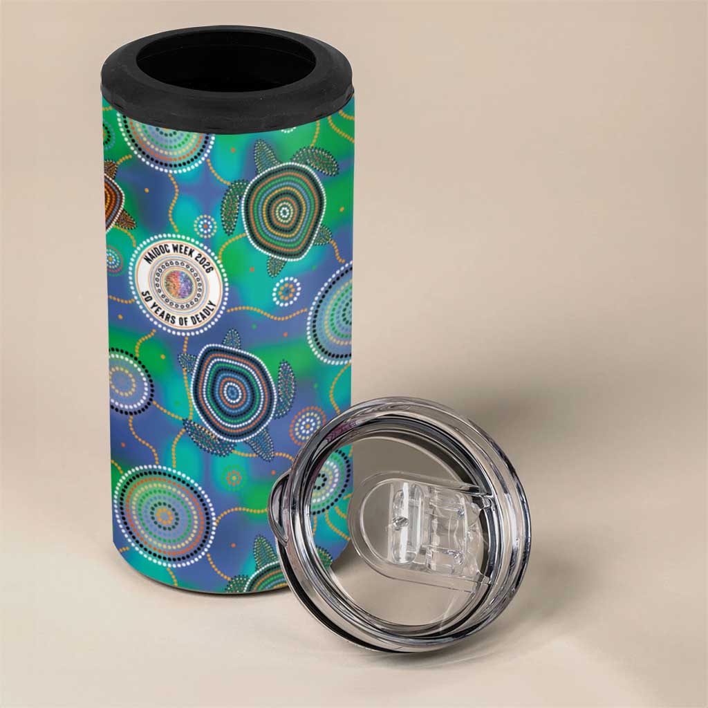 NAIDOC 50 Years of Deadly 4 in 1 Can Cooler Tumbler Sea Turtle Aboriginal Dot Art