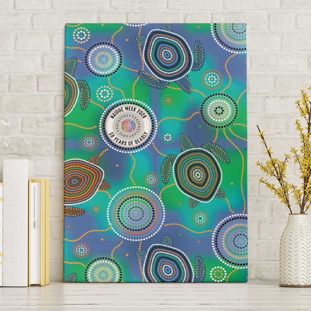 NAIDOC 50 Years of Deadly Canvas Wall Art Sea Turtle Aboriginal Dot Art