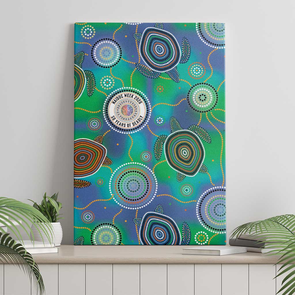 NAIDOC 50 Years of Deadly Canvas Wall Art Sea Turtle Aboriginal Dot Art