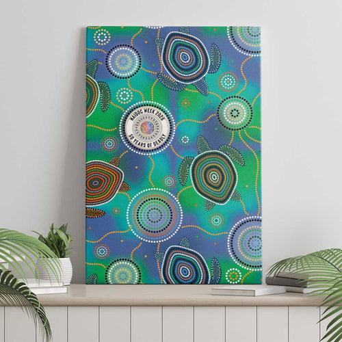 NAIDOC 50 Years of Deadly Canvas Wall Art Sea Turtle Aboriginal Dot Art