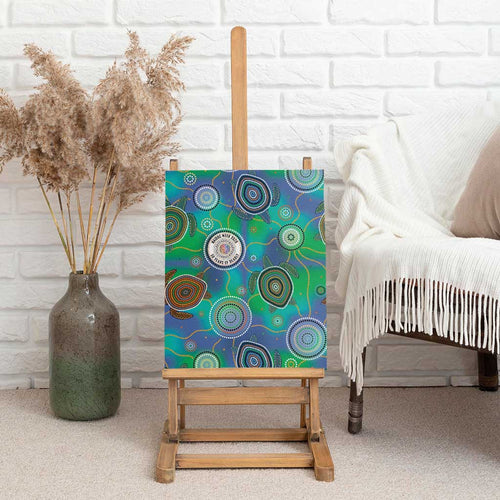 NAIDOC 50 Years of Deadly Canvas Wall Art Sea Turtle Aboriginal Dot Art