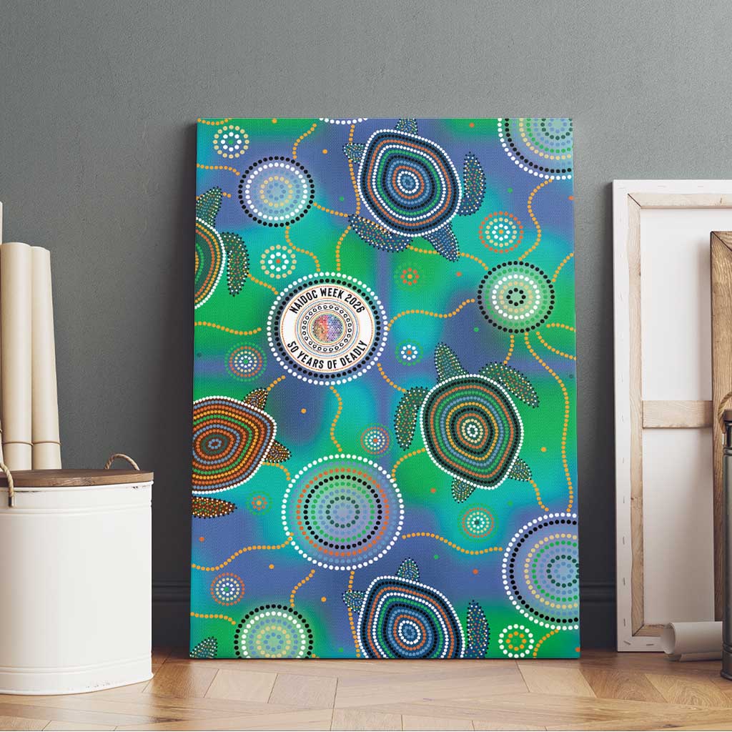 NAIDOC 50 Years of Deadly Canvas Wall Art Sea Turtle Aboriginal Dot Art