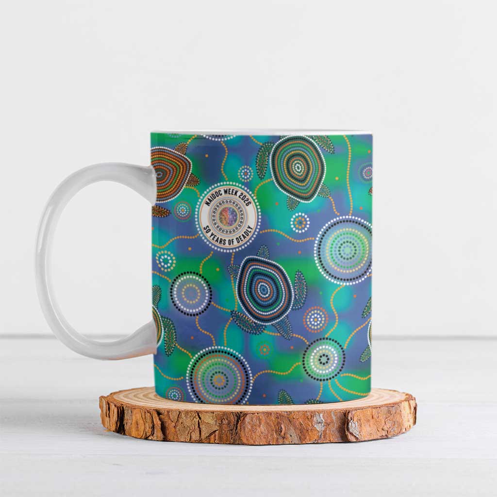 NAIDOC 50 Years of Deadly Ceramic Mug Sea Turtle Aboriginal Dot Art