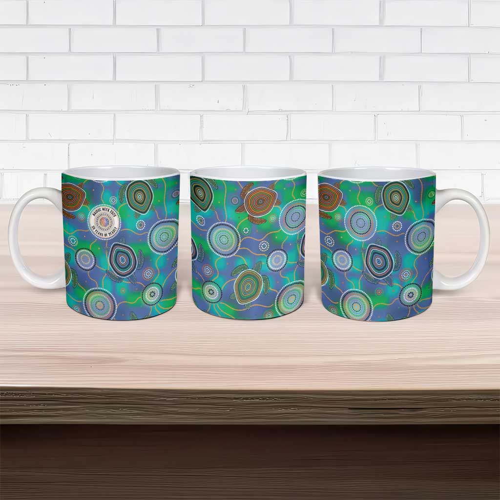 NAIDOC 50 Years of Deadly Ceramic Mug Sea Turtle Aboriginal Dot Art