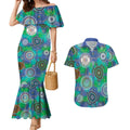 NAIDOC 50 Years of Deadly Couples Matching Mermaid Dress and Hawaiian Shirt Sea Turtle Aboriginal Dot Art