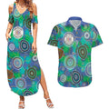 NAIDOC 50 Years of Deadly Couples Matching Summer Maxi Dress and Hawaiian Shirt Sea Turtle Aboriginal Dot Art