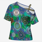 NAIDOC 50 Years of Deadly Cross Shoulder Shirt Sea Turtle Aboriginal Dot Art