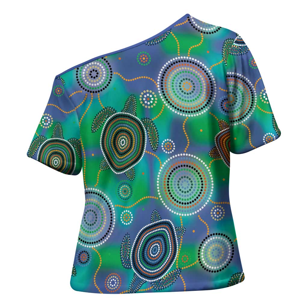 NAIDOC 50 Years of Deadly Cross Shoulder Shirt Sea Turtle Aboriginal Dot Art