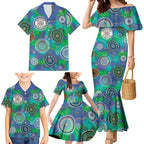 NAIDOC 50 Years of Deadly Family Matching Mermaid Dress and Hawaiian Shirt Sea Turtle Aboriginal Dot Art