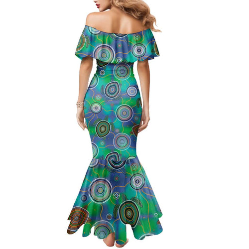 NAIDOC 50 Years of Deadly Family Matching Mermaid Dress and Hawaiian Shirt Sea Turtle Aboriginal Dot Art
