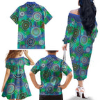 NAIDOC 50 Years of Deadly Family Matching Off The Shoulder Long Sleeve Dress and Hawaiian Shirt Sea Turtle Aboriginal Dot Art