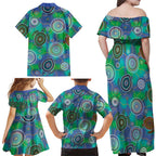 NAIDOC 50 Years of Deadly Family Matching Off Shoulder Maxi Dress and Hawaiian Shirt Sea Turtle Aboriginal Dot Art