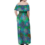 NAIDOC 50 Years of Deadly Family Matching Off Shoulder Maxi Dress and Hawaiian Shirt Sea Turtle Aboriginal Dot Art