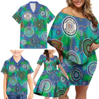 NAIDOC 50 Years of Deadly Family Matching Off Shoulder Short Dress and Hawaiian Shirt Sea Turtle Aboriginal Dot Art