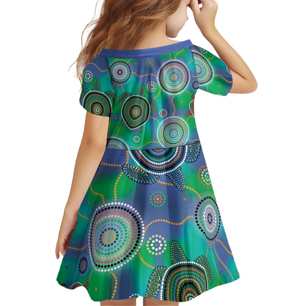 NAIDOC 50 Years of Deadly Family Matching Off Shoulder Short Dress and Hawaiian Shirt Sea Turtle Aboriginal Dot Art