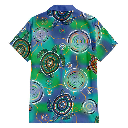 NAIDOC 50 Years of Deadly Family Matching Off Shoulder Short Dress and Hawaiian Shirt Sea Turtle Aboriginal Dot Art