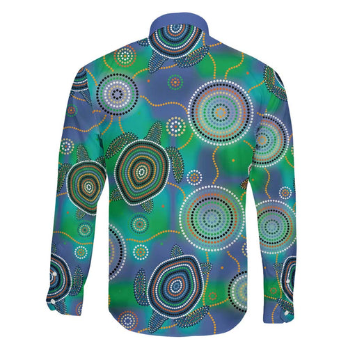 NAIDOC 50 Years of Deadly Family Matching Off Shoulder Short Dress and Hawaiian Shirt Sea Turtle Aboriginal Dot Art