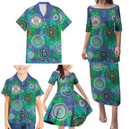 NAIDOC 50 Years of Deadly Family Matching Puletasi and Hawaiian Shirt Sea Turtle Aboriginal Dot Art