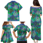 NAIDOC 50 Years of Deadly Family Matching Puletasi and Hawaiian Shirt Sea Turtle Aboriginal Dot Art