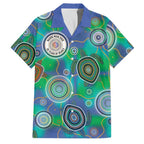 NAIDOC 50 Years of Deadly Family Matching Puletasi and Hawaiian Shirt Sea Turtle Aboriginal Dot Art