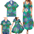 NAIDOC 50 Years of Deadly Family Matching Summer Maxi Dress and Hawaiian Shirt Sea Turtle Aboriginal Dot Art