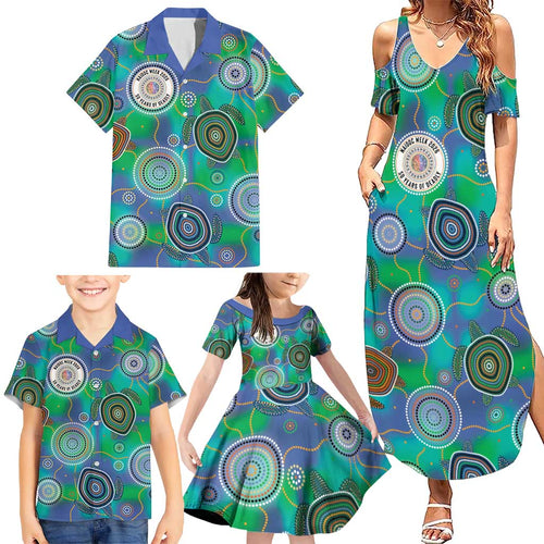 NAIDOC 50 Years of Deadly Family Matching Summer Maxi Dress and Hawaiian Shirt Sea Turtle Aboriginal Dot Art