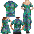NAIDOC 50 Years of Deadly Family Matching Summer Maxi Dress and Hawaiian Shirt Sea Turtle Aboriginal Dot Art