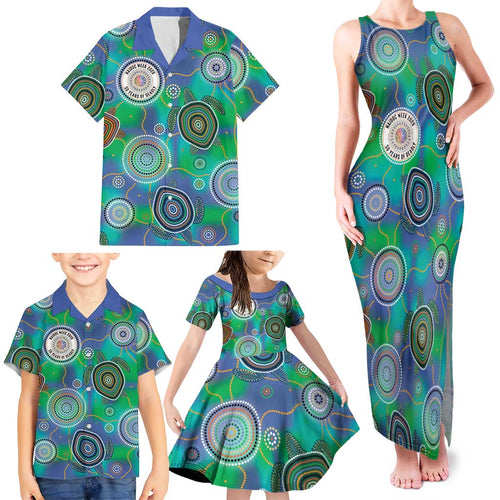 NAIDOC 50 Years of Deadly Family Matching Tank Maxi Dress and Hawaiian Shirt Sea Turtle Aboriginal Dot Art