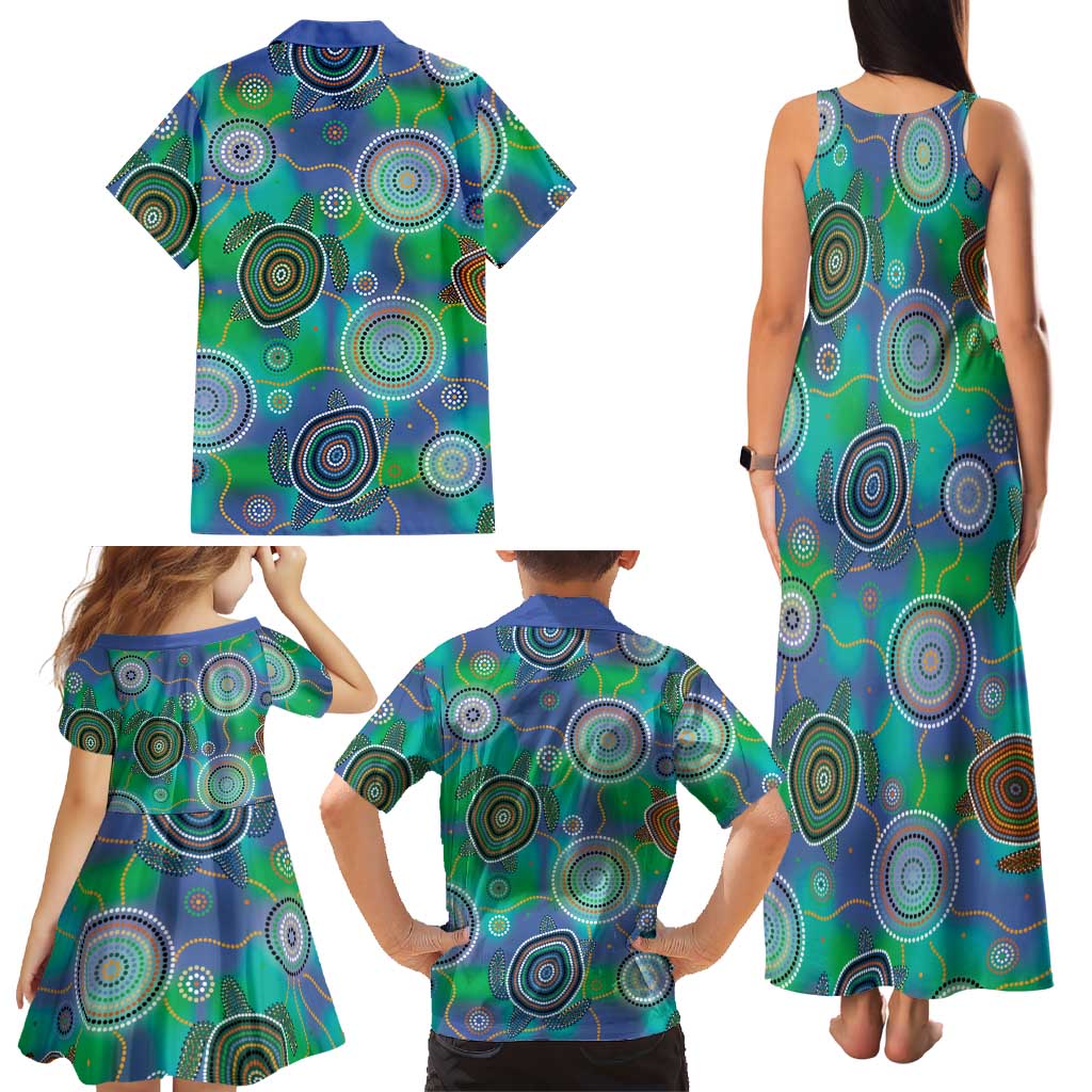 NAIDOC 50 Years of Deadly Family Matching Tank Maxi Dress and Hawaiian Shirt Sea Turtle Aboriginal Dot Art