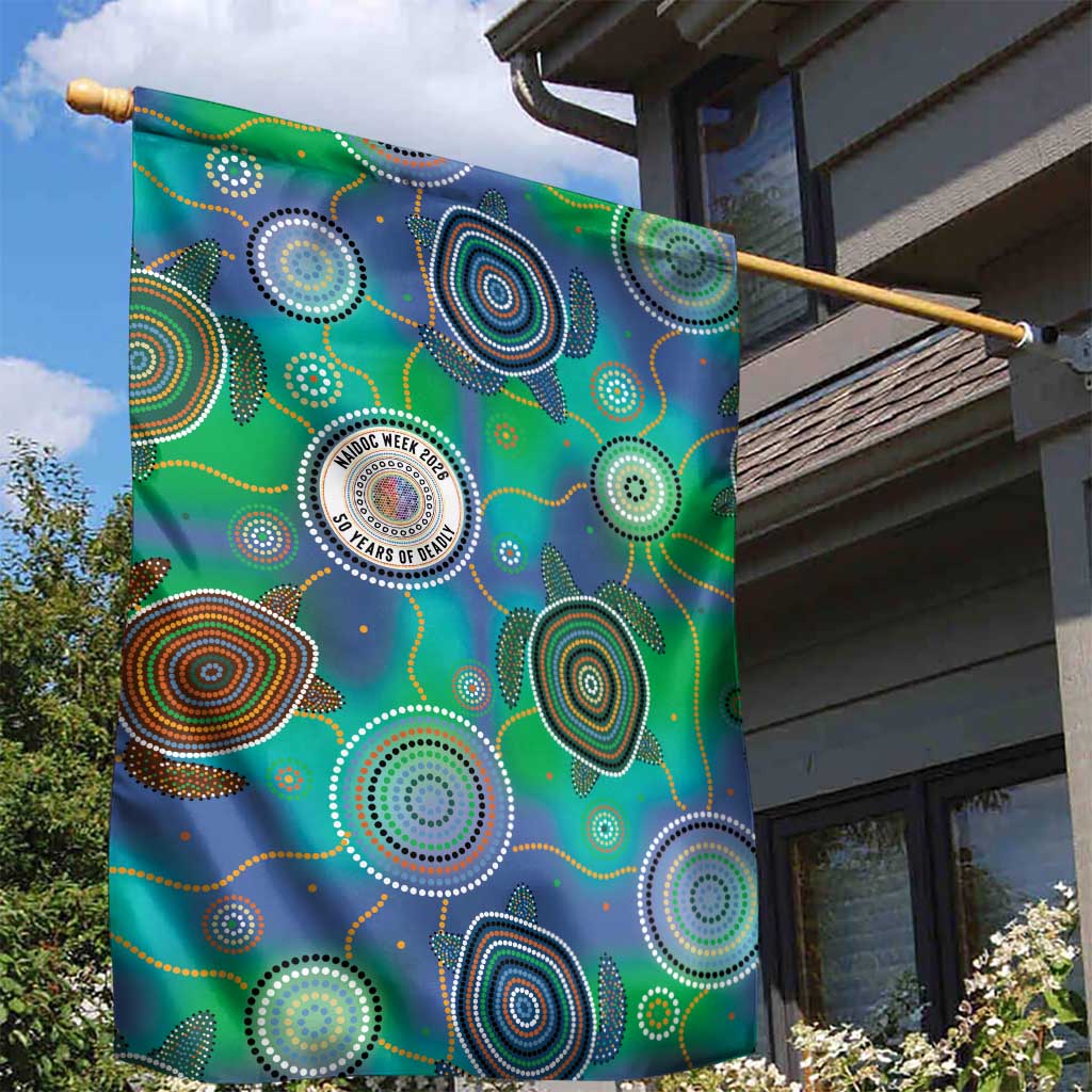NAIDOC 50 Years of Deadly Garden Flag Sea Turtle Aboriginal Dot Art