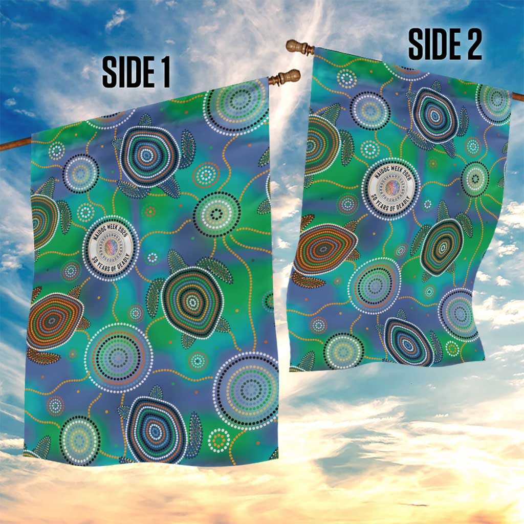 NAIDOC 50 Years of Deadly Garden Flag Sea Turtle Aboriginal Dot Art