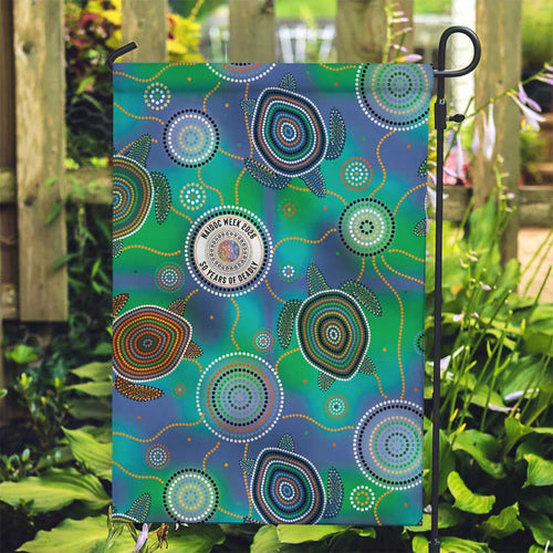 NAIDOC 50 Years of Deadly Garden Flag Sea Turtle Aboriginal Dot Art