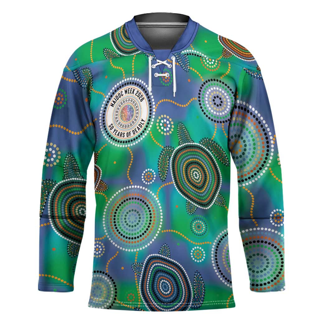 NAIDOC 50 Years of Deadly Hockey Jersey Sea Turtle Aboriginal Dot Art