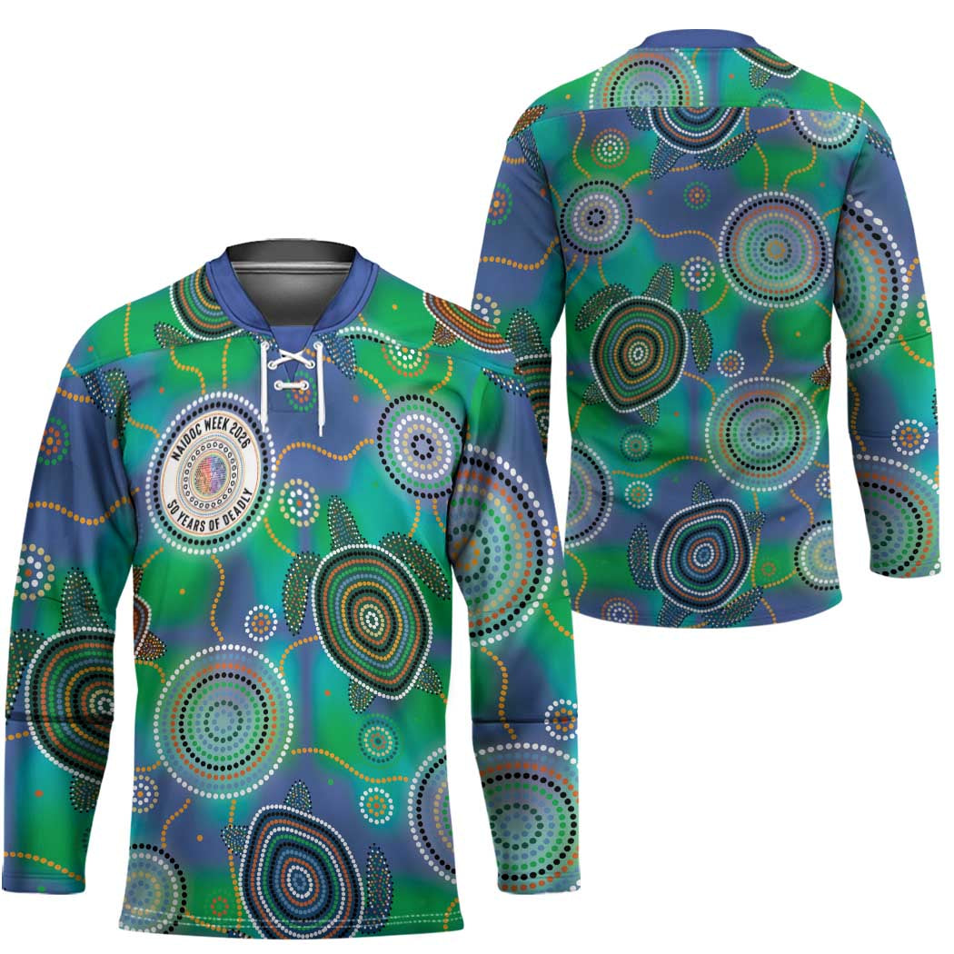 NAIDOC 50 Years of Deadly Hockey Jersey Sea Turtle Aboriginal Dot Art