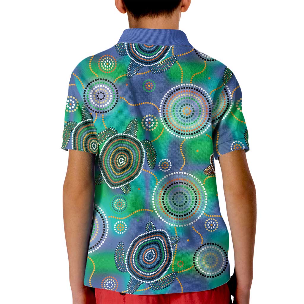 NAIDOC 50 Years of Deadly Kid Polo Shirt Sea Turtle Aboriginal Dot Art