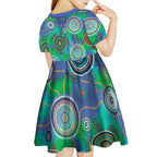 NAIDOC 50 Years of Deadly Kid Short Sleeve Dress Sea Turtle Aboriginal Dot Art