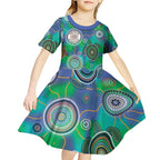 NAIDOC 50 Years of Deadly Kid Short Sleeve Dress Sea Turtle Aboriginal Dot Art
