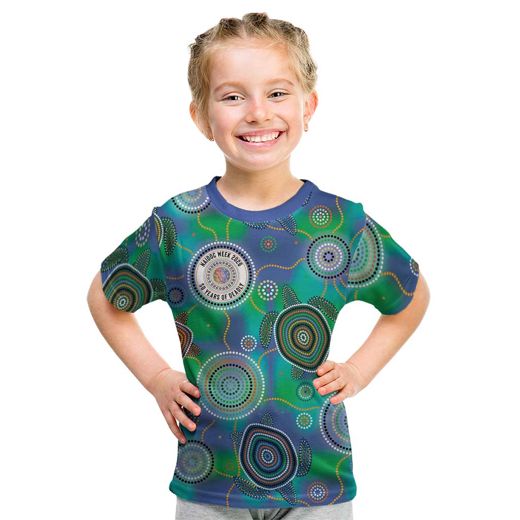 NAIDOC 50 Years of Deadly Kid T Shirt Sea Turtle Aboriginal Dot Art