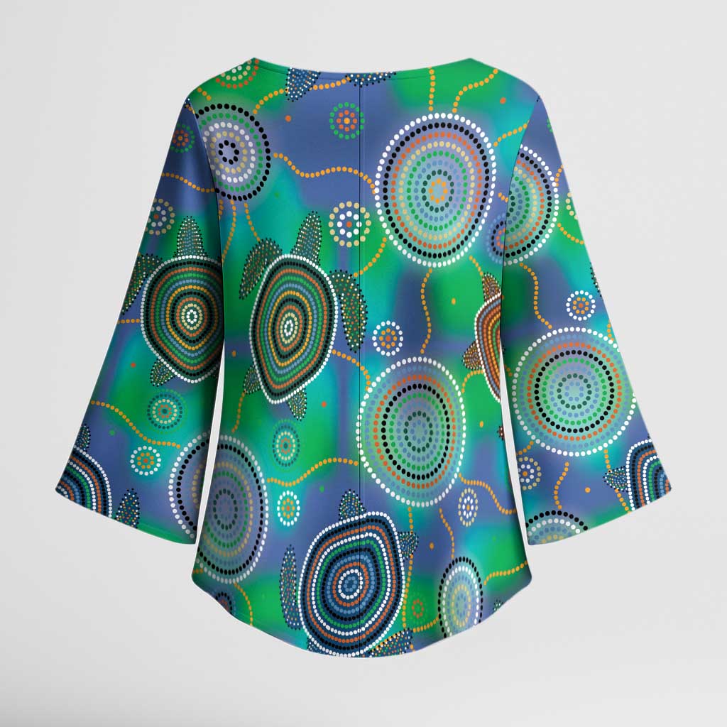 NAIDOC 50 Years of Deadly Kimono Sleeve Blouse Sea Turtle Aboriginal Dot Art