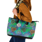 NAIDOC 50 Years of Deadly Leather Tote Bag Sea Turtle Aboriginal Dot Art