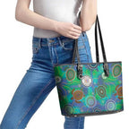 NAIDOC 50 Years of Deadly Leather Tote Bag Sea Turtle Aboriginal Dot Art