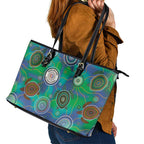 NAIDOC 50 Years of Deadly Leather Tote Bag Sea Turtle Aboriginal Dot Art
