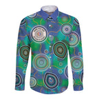 NAIDOC 50 Years of Deadly Long Sleeve Button Shirt Sea Turtle Aboriginal Dot Art