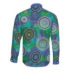 NAIDOC 50 Years of Deadly Long Sleeve Button Shirt Sea Turtle Aboriginal Dot Art