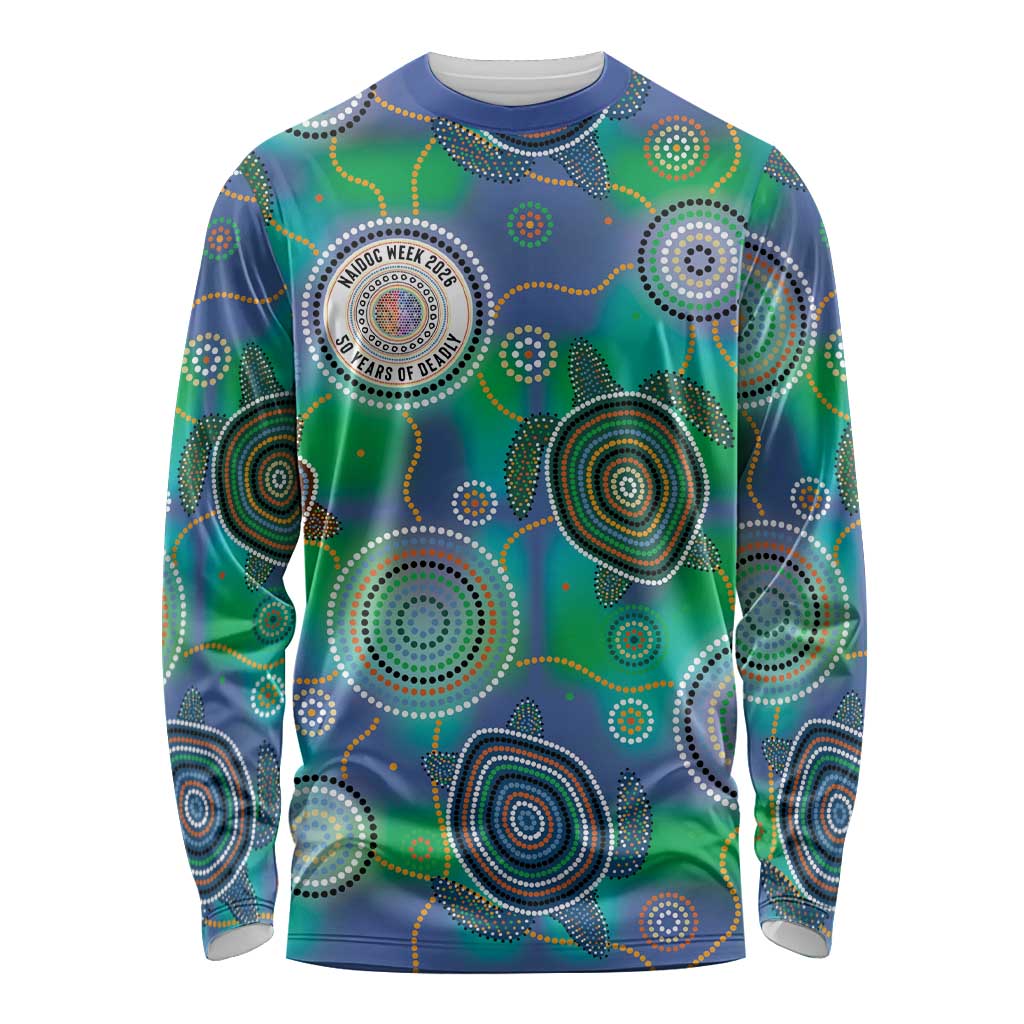 NAIDOC 50 Years of Deadly Long Sleeve Shirt Sea Turtle Aboriginal Dot Art
