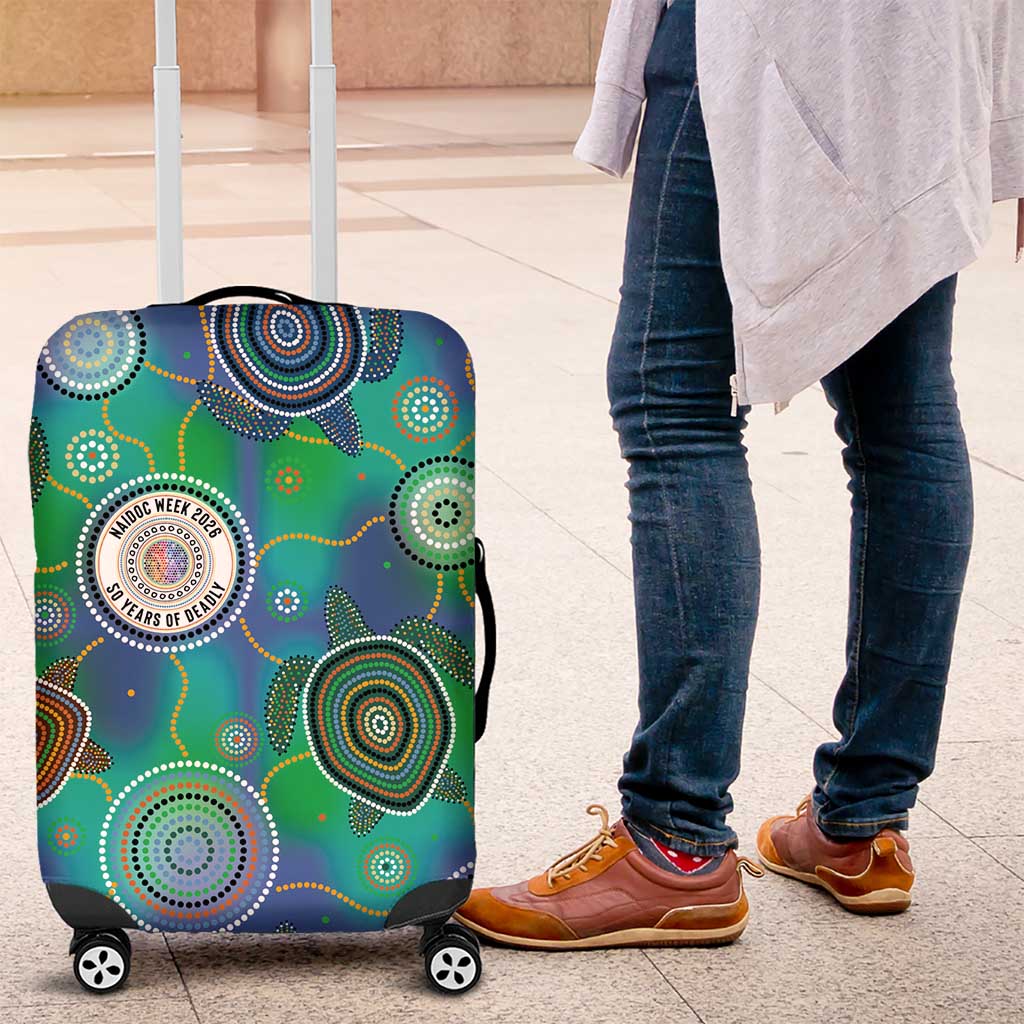 NAIDOC 50 Years of Deadly Luggage Cover Sea Turtle Aboriginal Dot Art